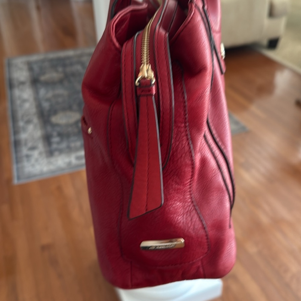 B. Makowsky Crimson leather handbag with animal print interior. just fabulous! - Picture 4 of 14